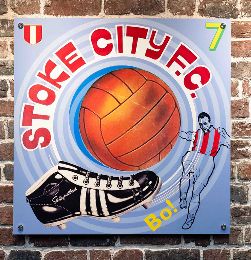 Sir Stanley Matthews, Stoke City Football Memorabilia Wall Art at Ricardo's Sports Bar at the BET 365 Stadium